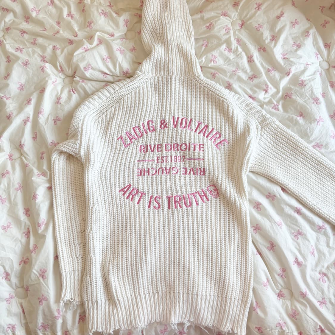 자딕앤볼테르 화이트 핑크 니트 집업 xs 쟈딕 zadig 여리 롱 상품이미지1