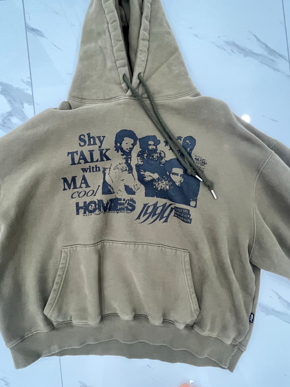 엠오오 기모 프린팅 후드티 카키 상품이미지2