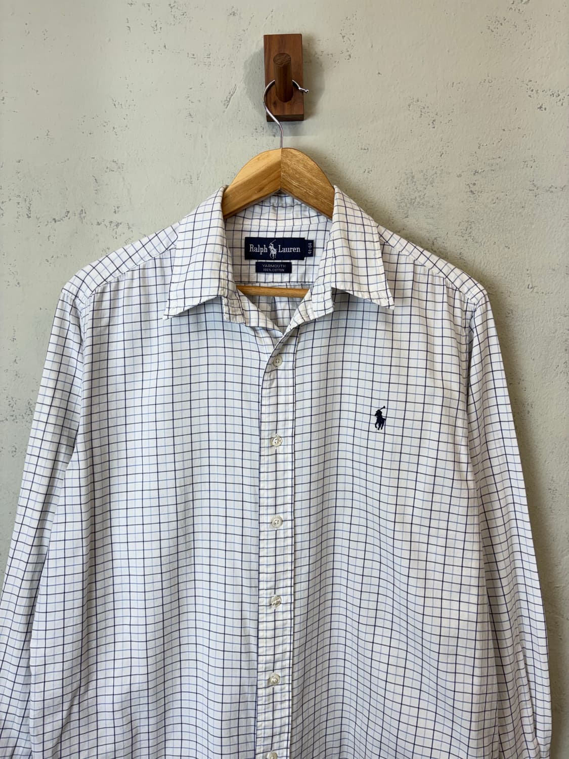 폴로랄프로렌 빈티지 야머스핏 체크 셔츠 화이트 상품이미지4