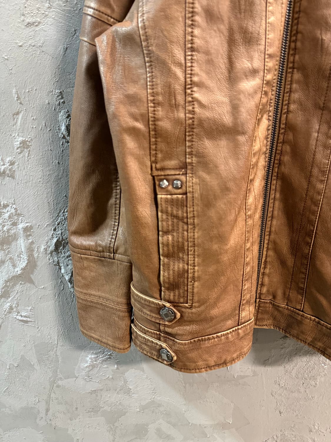 4XL 슈다로우 워싱 라이더 자켓 카멜 상품이미지2