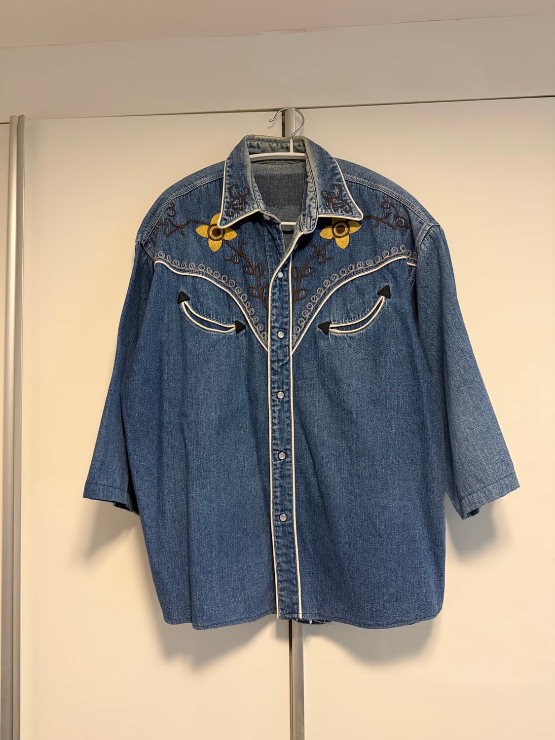 빈티지 체인 스티치 자수 데님 웨스턴 셔츠 상품이미지1