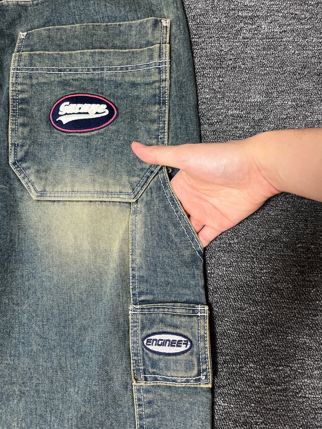 엔지니어 카펜더 데님 패치 팬츠 와이드 청바지 상품이미지7