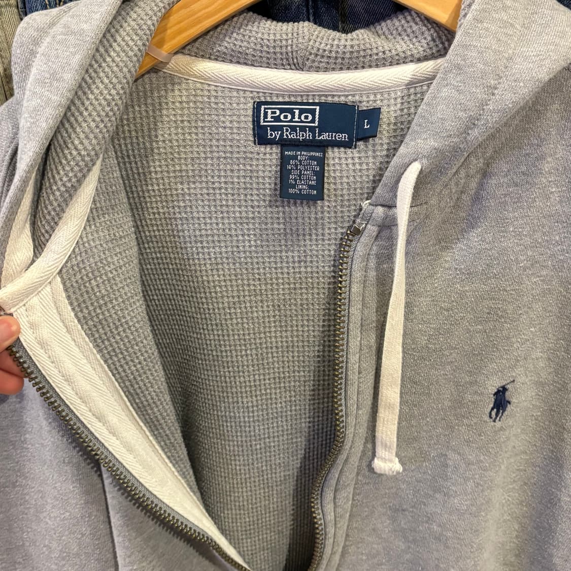 폴로 랄프로렌 투웨이 와플 그레이 후드집업 상품이미지5