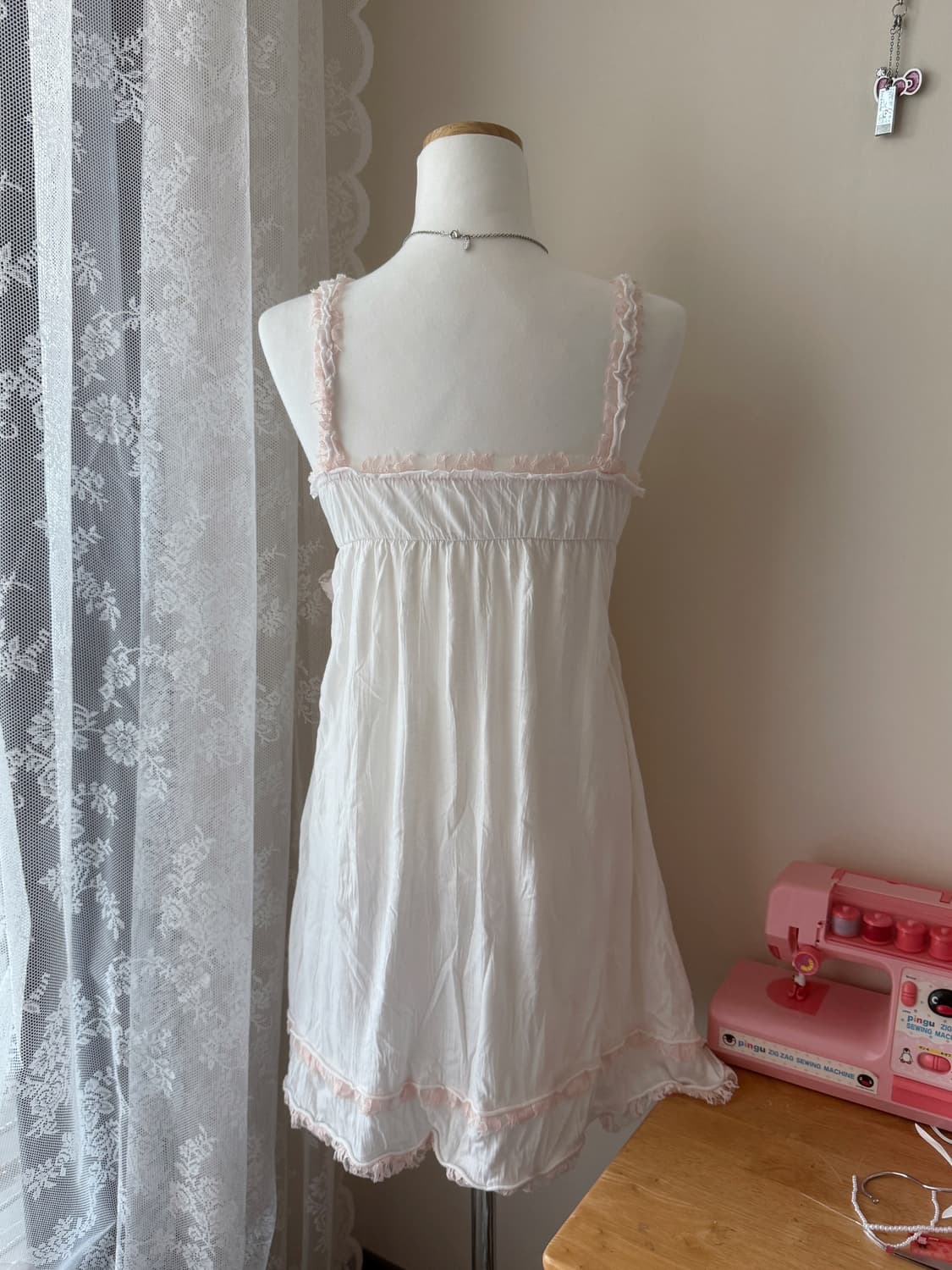 리즈리사 캐미솔 딸기우유 레이스 리본 원피스 히메갸루 로걀 빈티지 갸루 상품이미지5