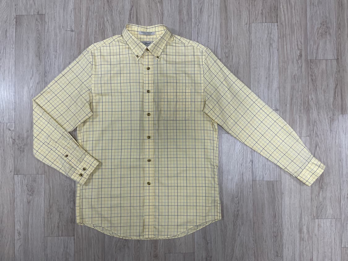 100) 엘엘빈 파스텔 옐로우 윈도우체크 셔츠 상품이미지1