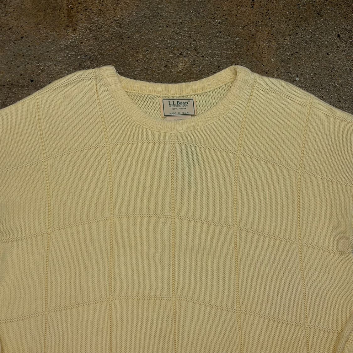90s Made in USA 빈티지 엘엘빈 연노랑 코튼 니트 상품이미지3