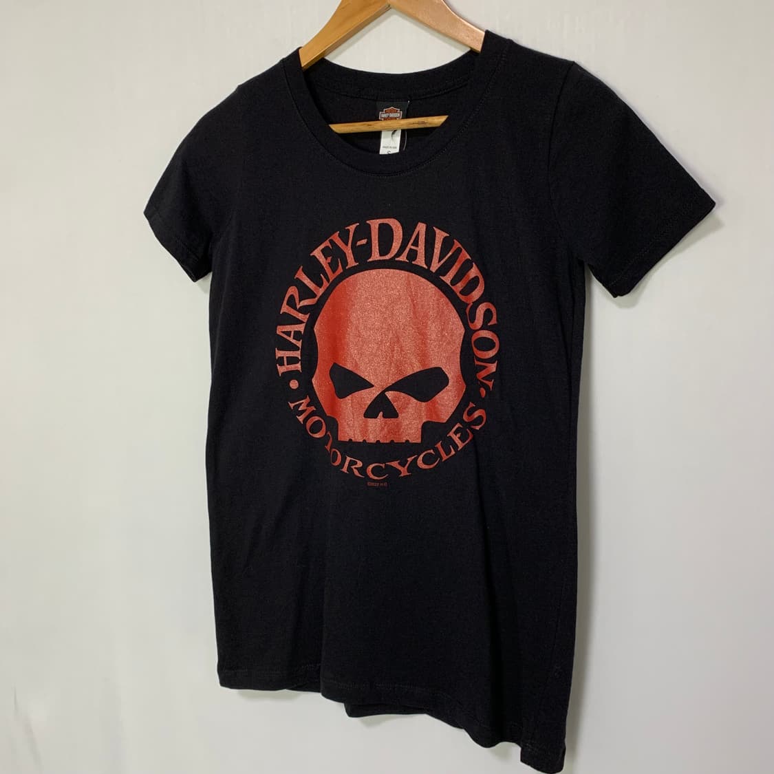 할리 데이비슨 빈티지 글리터 펑크 스컬 해골 프린팅 티셔츠 S 상품이미지3