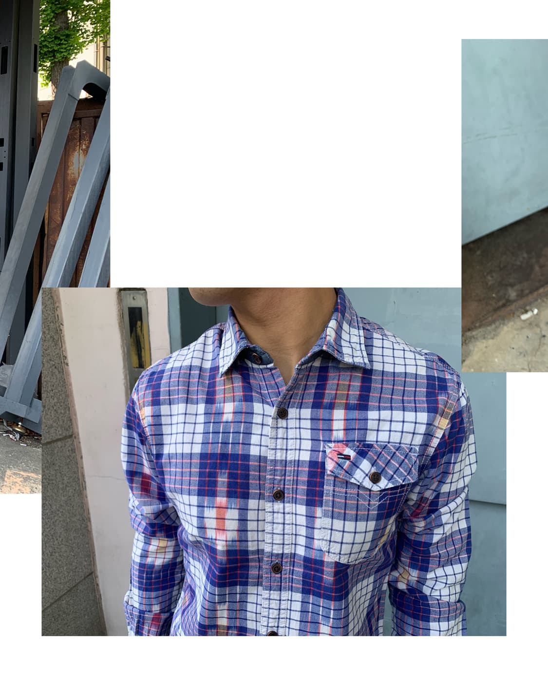[TOMMY HILFIGER] blue plaid cotton shirt 상품이미지4