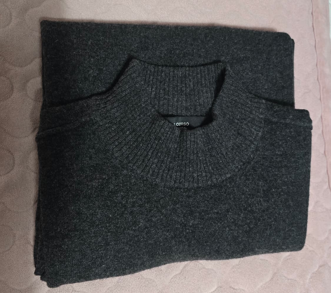 일꼬르소 캐시미어 모크넥 니트 차콜그레이 95 상품이미지3