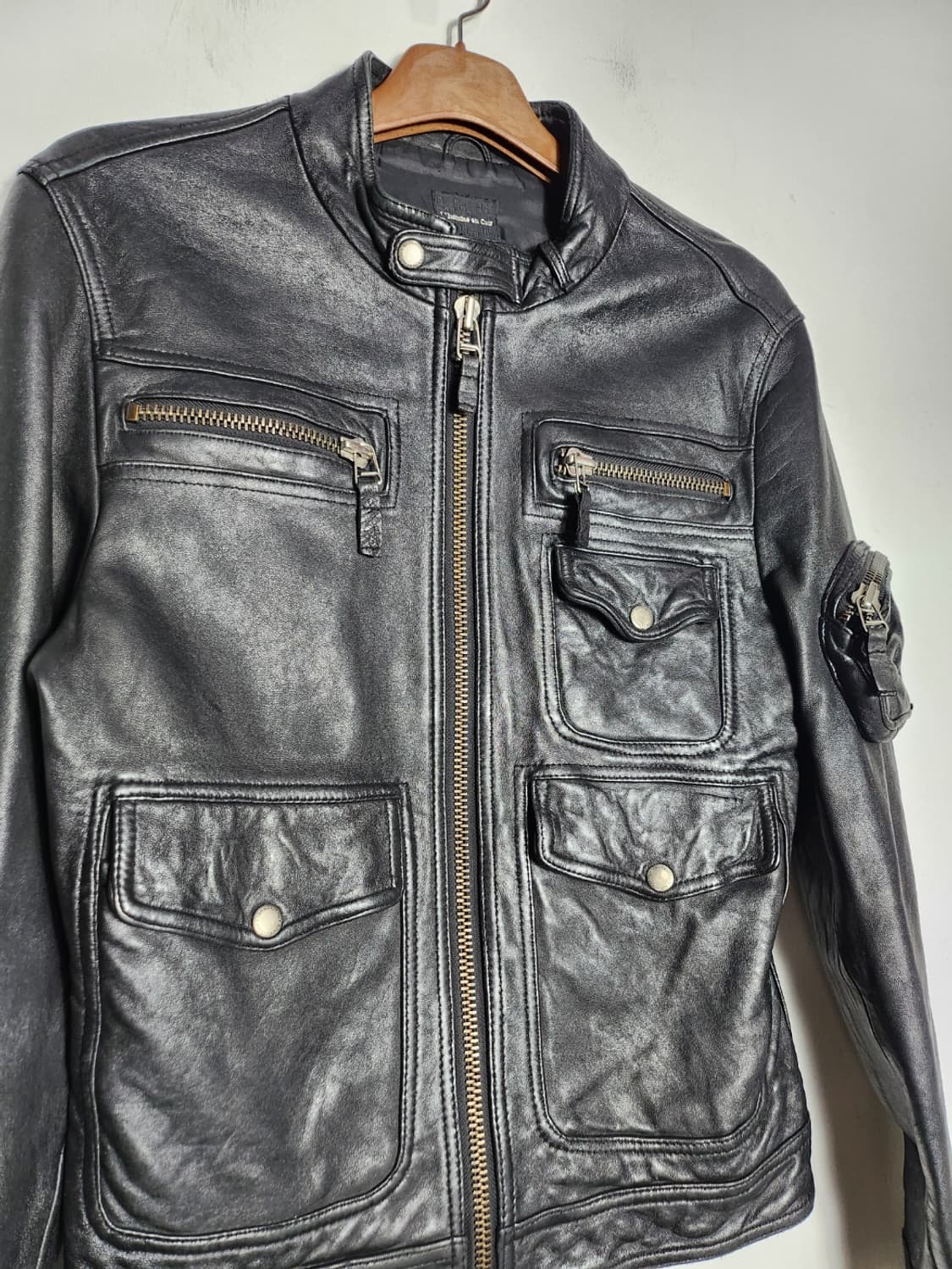 L' homme en Cuir 멀티 포켓 가죽 자켓 상품이미지3