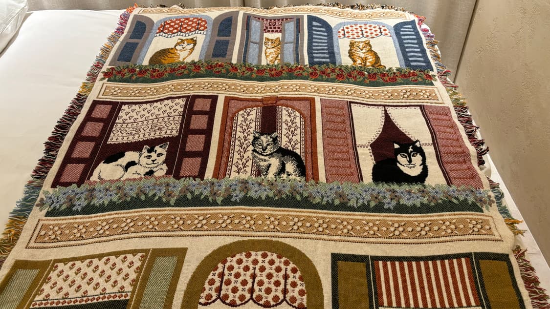 고양이 태피스트리 러그 자수 블랭킷 빈티지 상품이미지5
