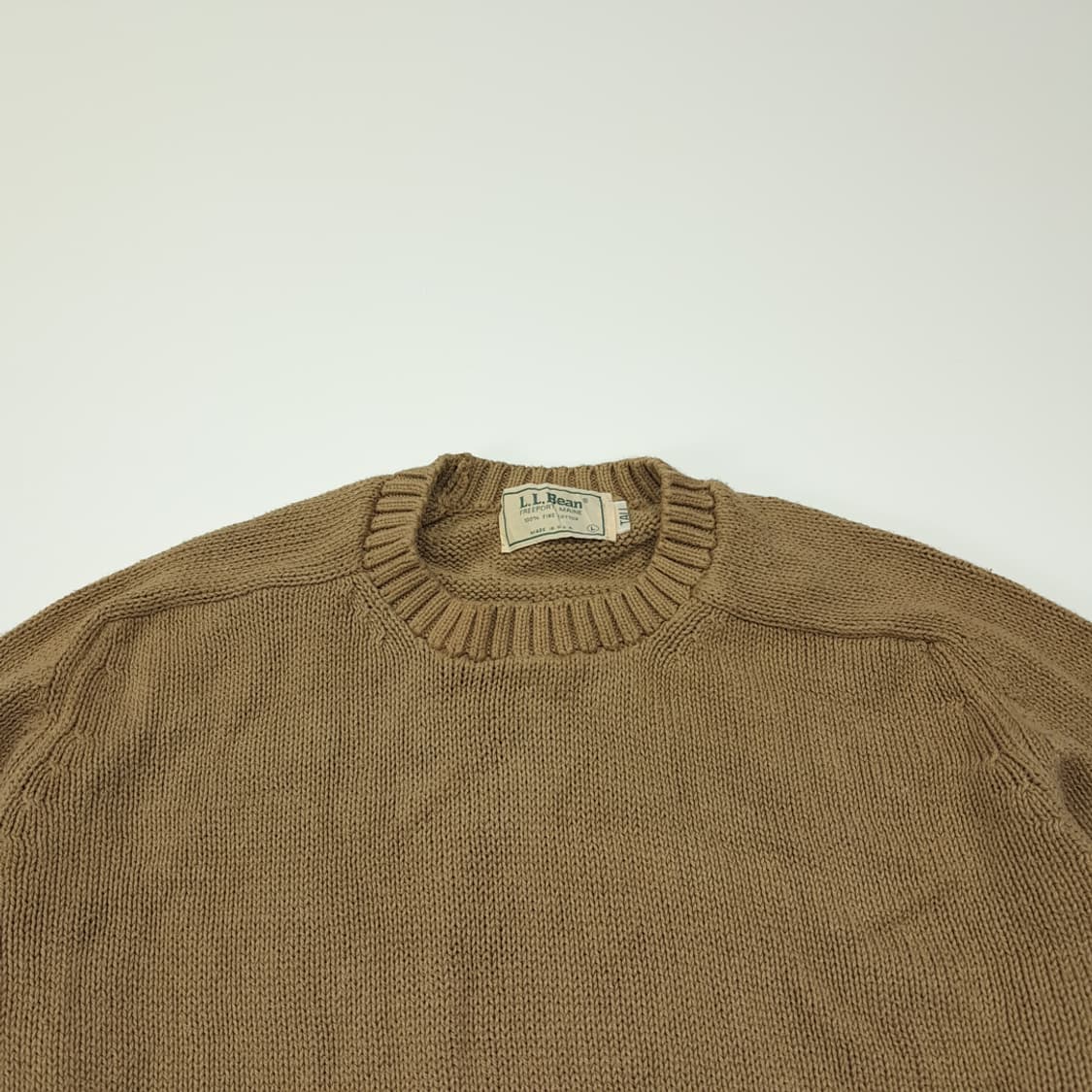 CL035 L엘엘빈 80s 미제 빈티지 새들 숄더 카멜 베이지 니트 스웨 상품이미지2