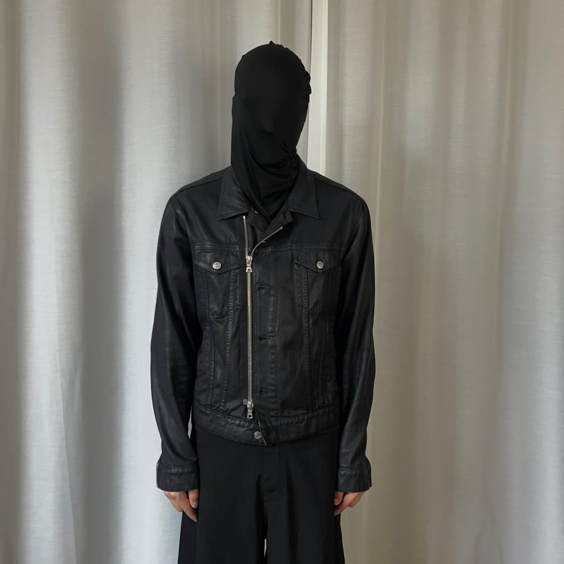 [S] 드리스 반 노튼 14aw 왁스 코팅 데님 자켓 블랙 상품이미지7