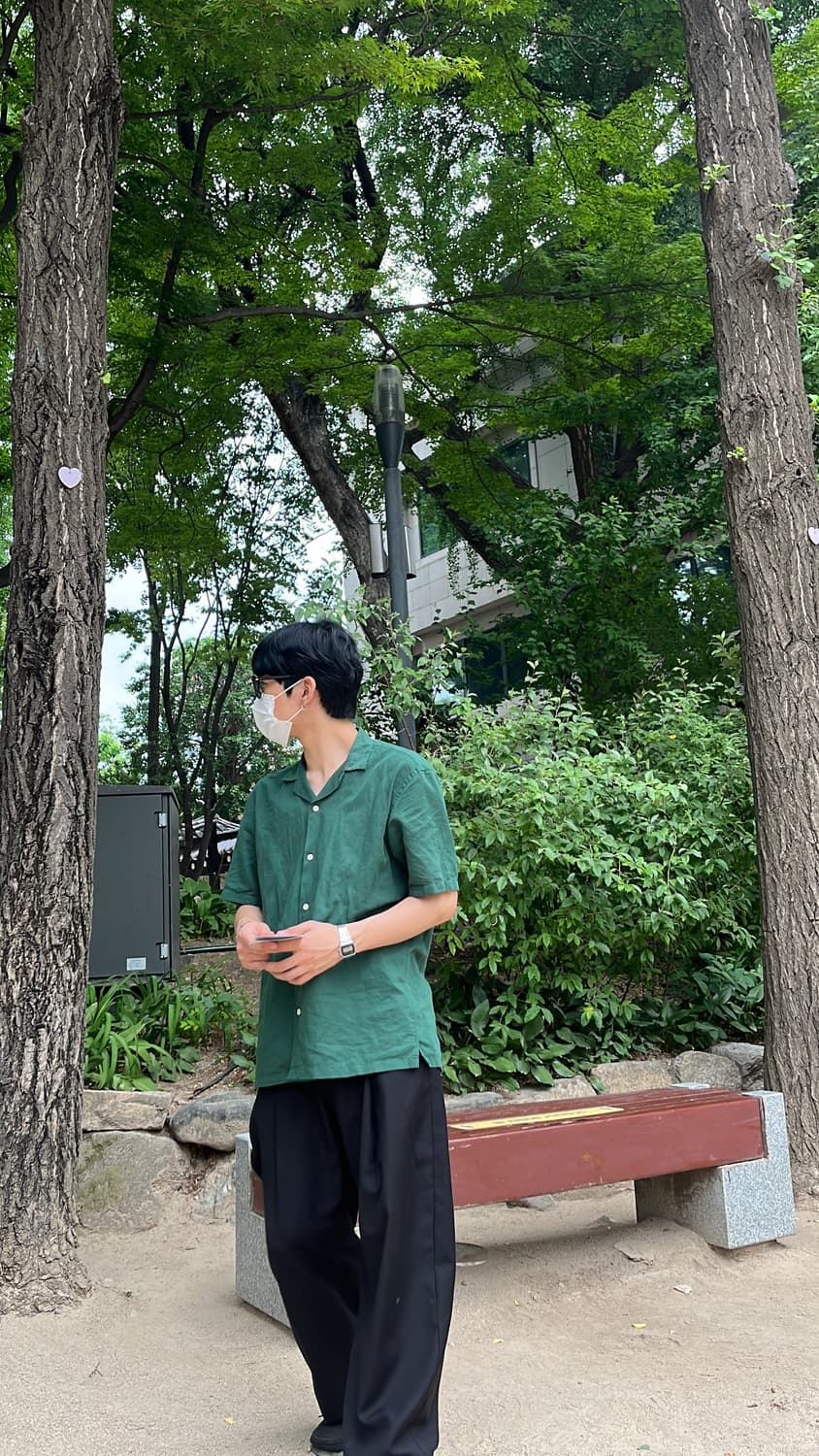 자라 Green 린넨 반팔셔츠  상품이미지1