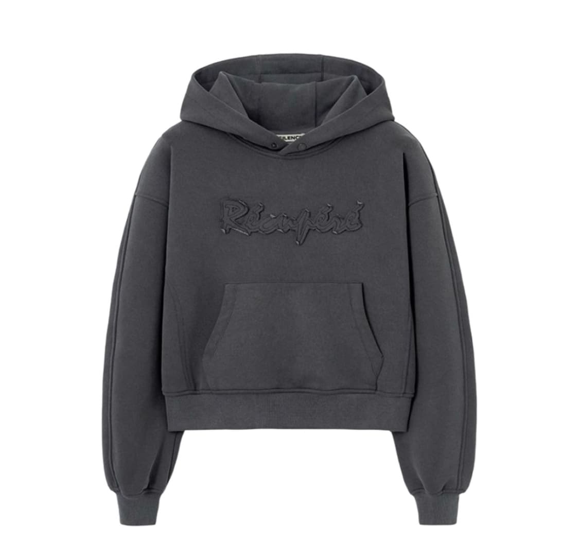 인사일런스 아플리케 캠페인 후드 차콜 상품이미지1