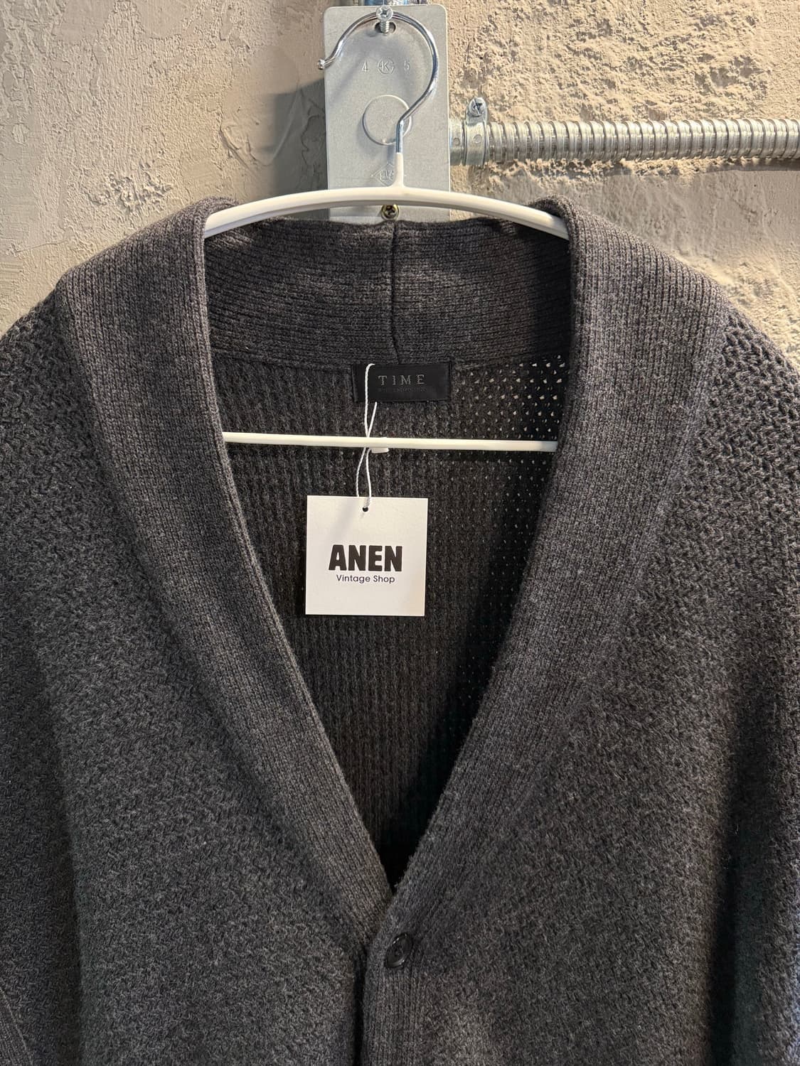 타임 TIME 울 캐시미어 니트 가디건 차콜그레이 M 상품이미지4