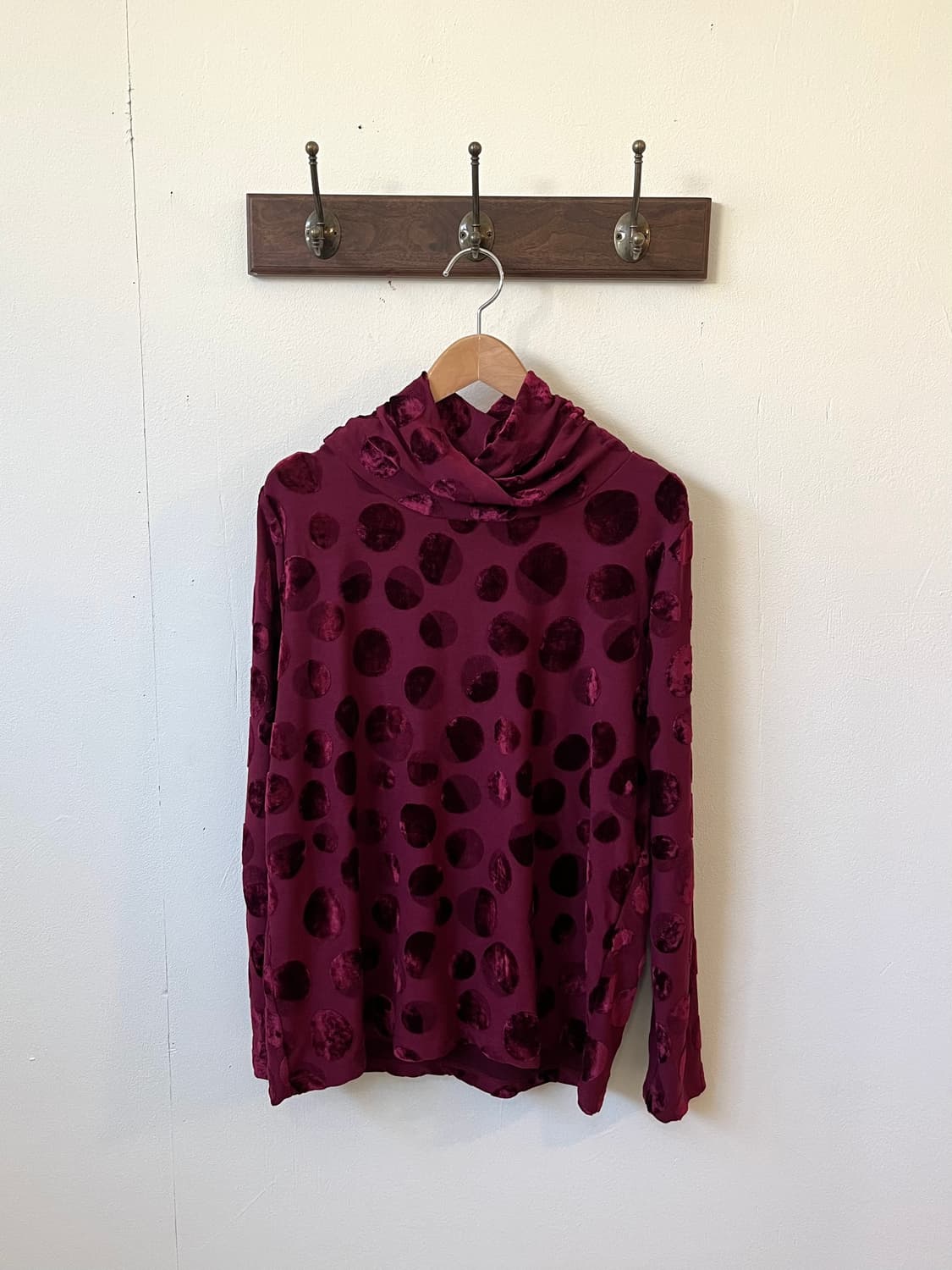 japan vtg 도트 로즈벨벳 터틀넥 상품이미지1