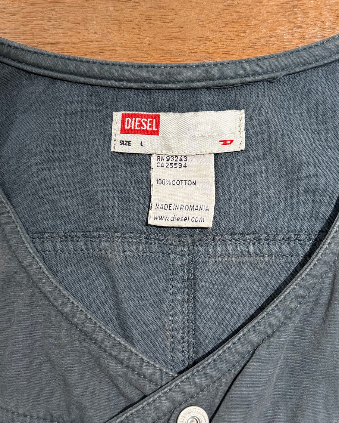 디젤 차콜 코튼 지퍼 벨티드 슬리브리스 원피스 상품이미지8