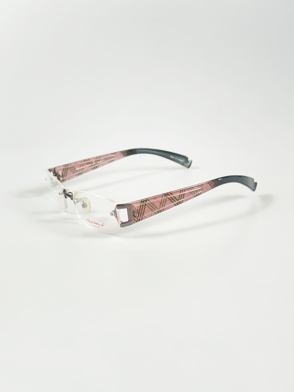 CAMO FASHION 무테 스퀘어 체크 템플 빈티지 안경 상품이미지3