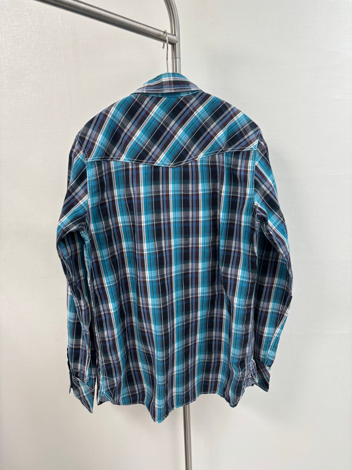  t&c surf 와펜 포인트 블루 체크 셔츠 상품이미지4