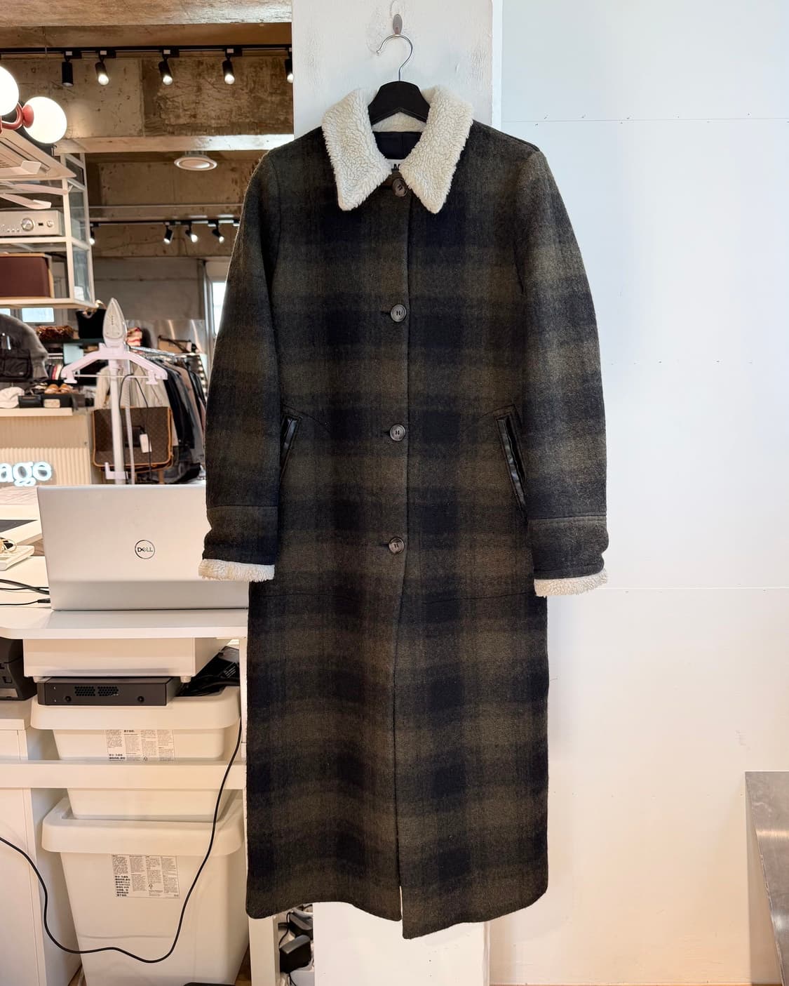 mm6 카키 체크패턴 롱 코트  상품이미지2