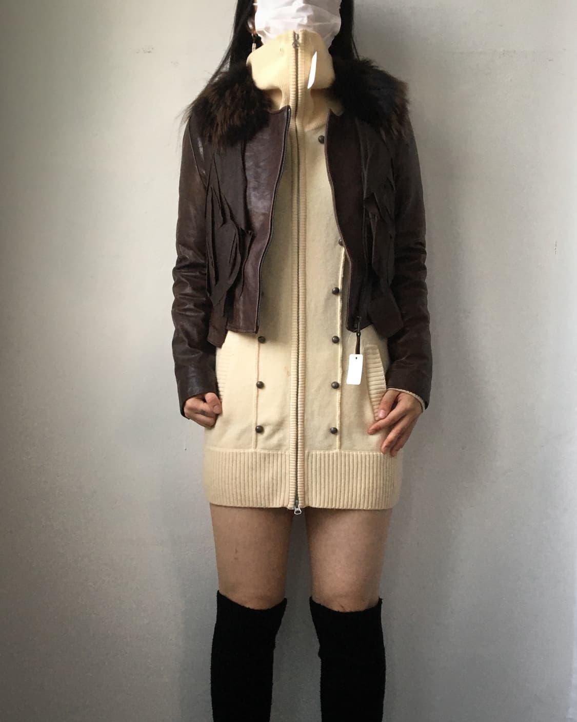 Button point high neck knit zip up 상품이미지7