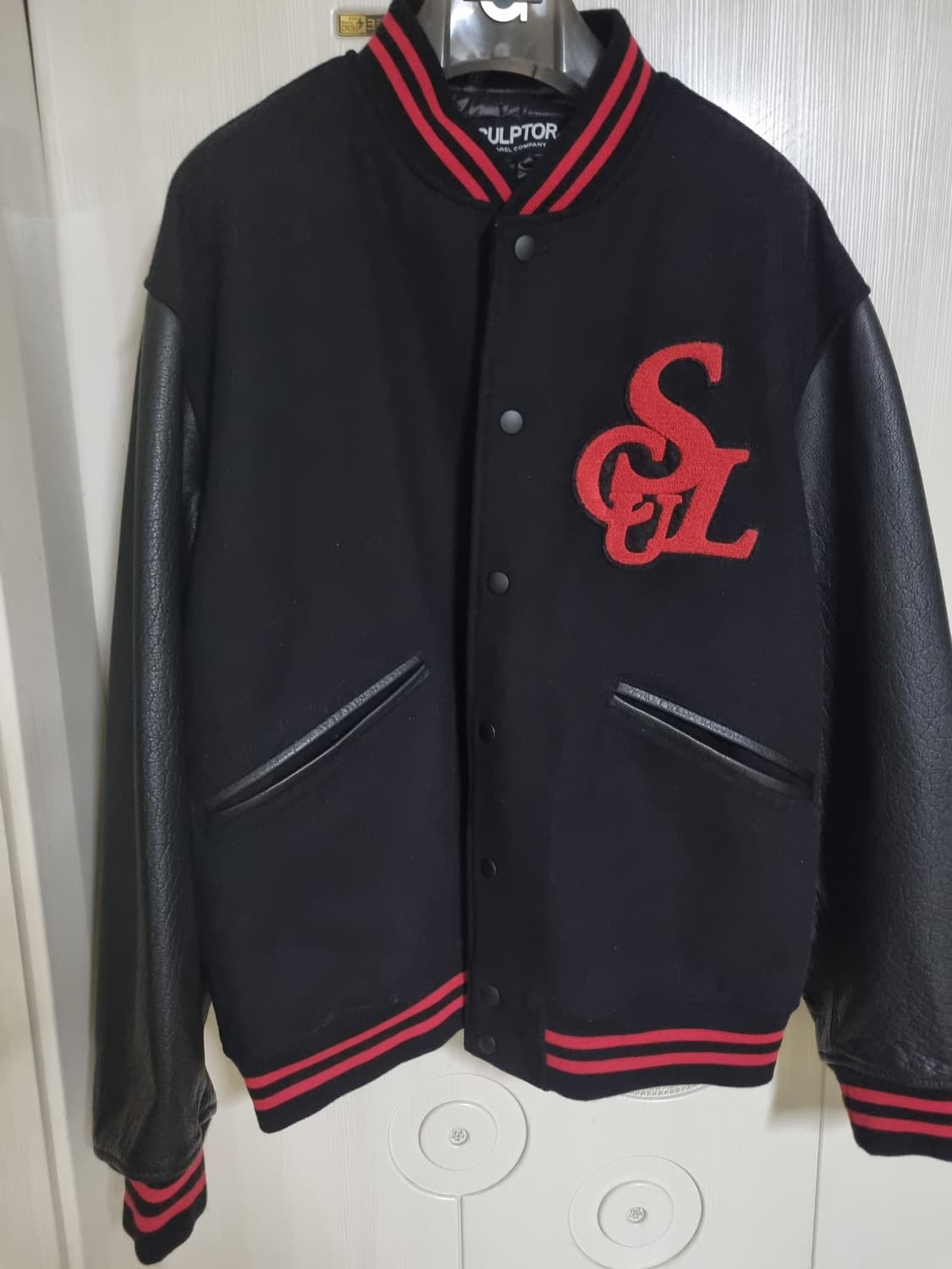 스컬프터 버팔로 레더 바시티 자켓 블랙 (L) 상품이미지2