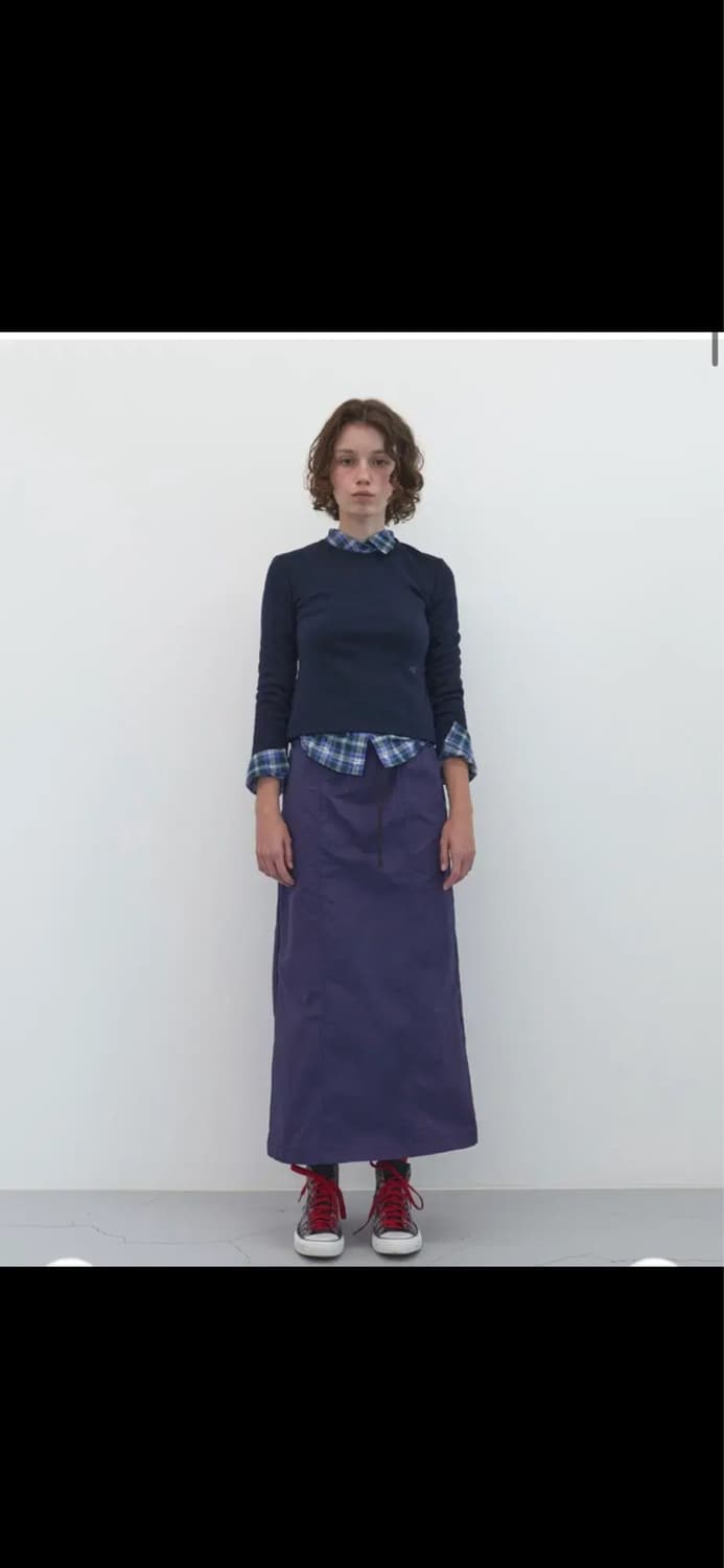 엔조블루스 그리드 패널 롱 스커트 (Purple) 상품이미지3