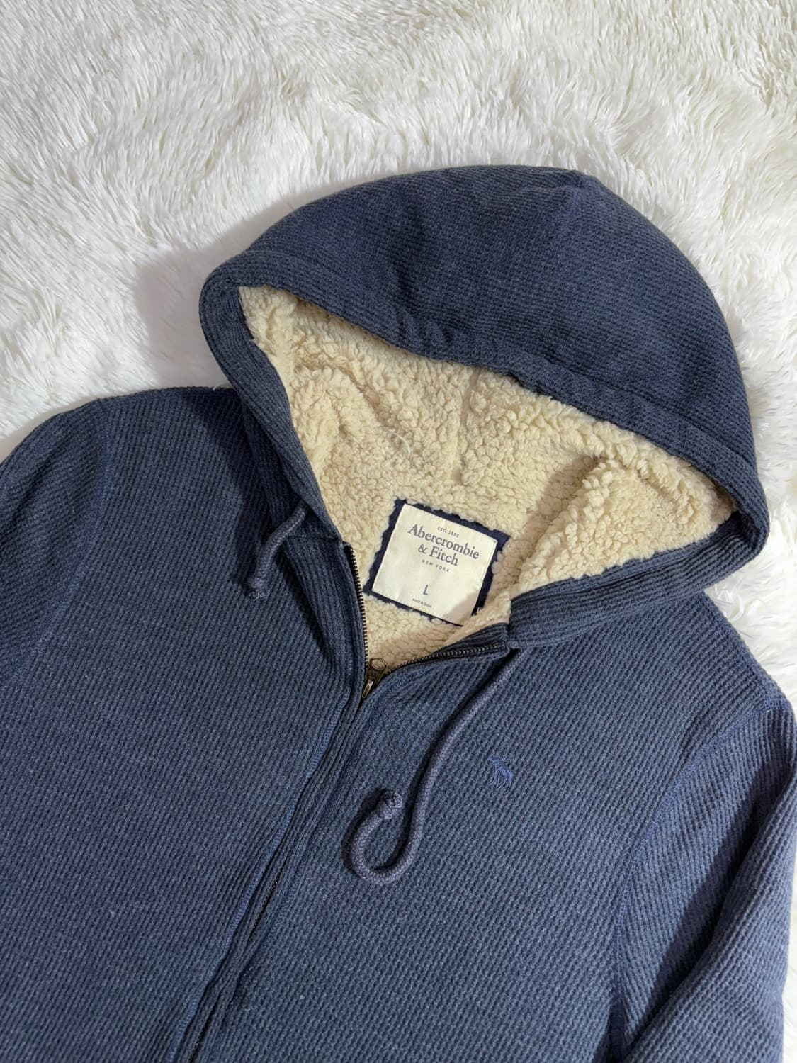 아베크롬비 오버핏 양털 자수로고 니트 후드집업  상품이미지4