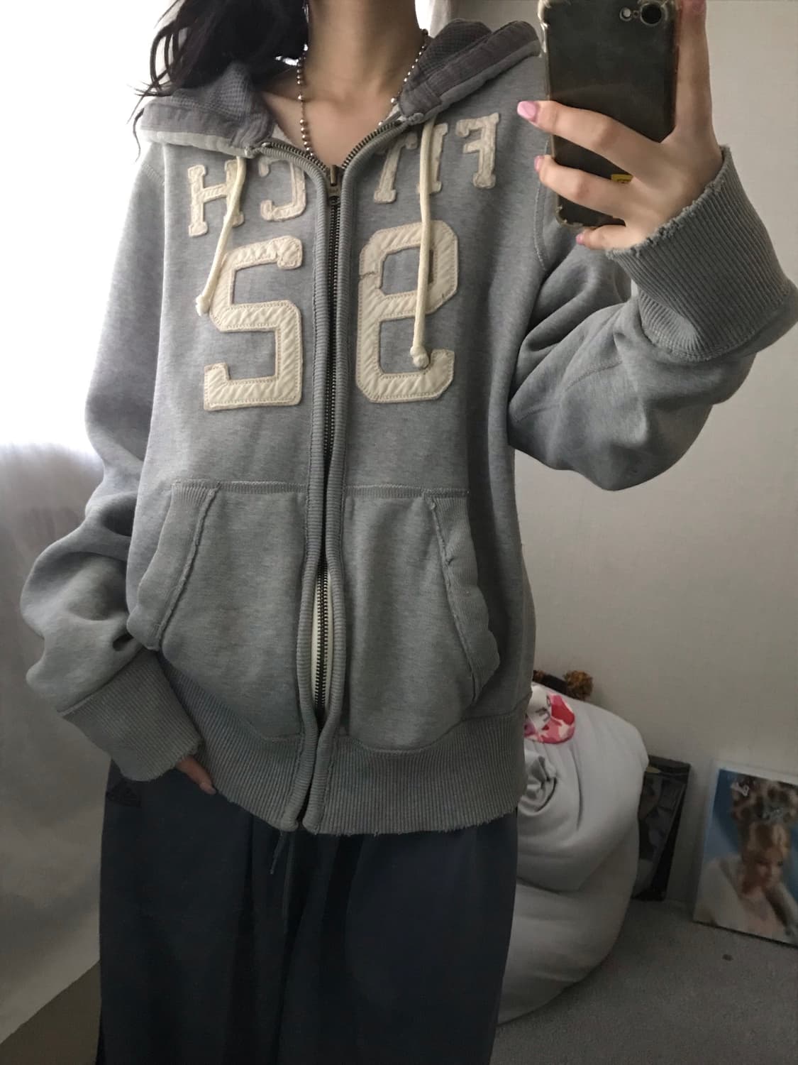 아베크롬비 그레이 빅로고 후드집업 상품이미지6