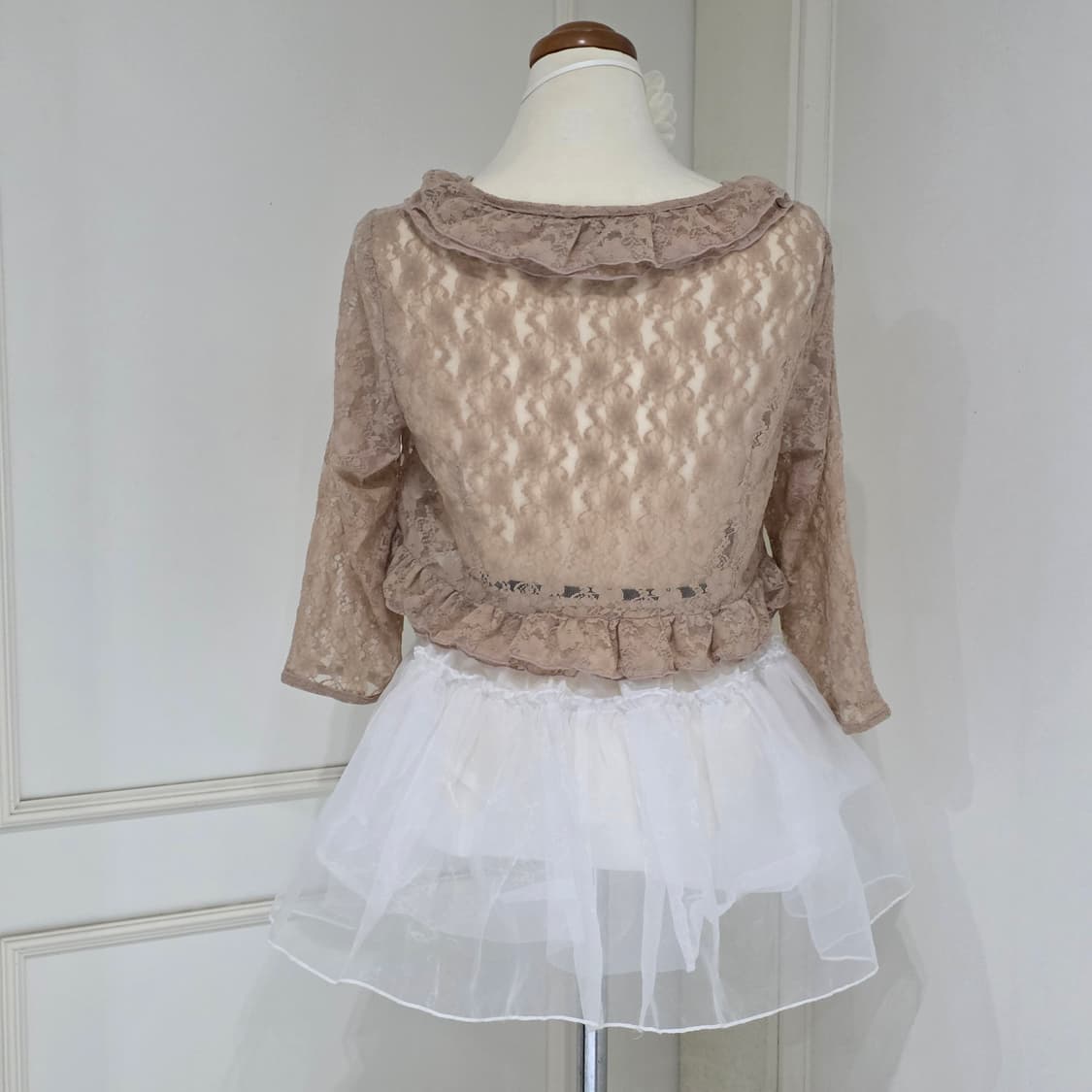 히메라떼갸루 모리걸 레이스 프릴 시스루 플라워 엑팜깔 캉캉로맨틱 가디건 상품이미지2