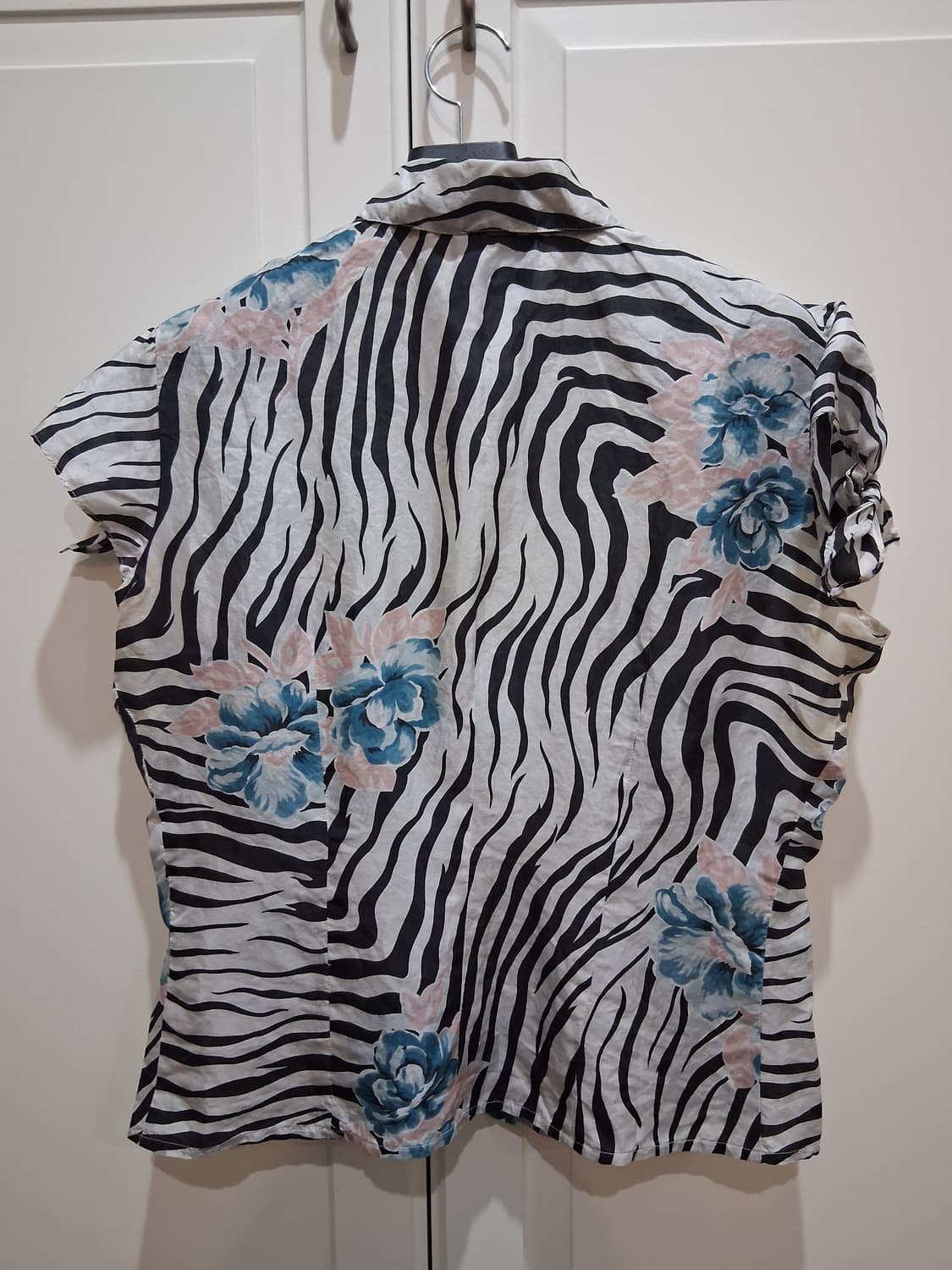 KENZO JEANS 지브라 플라워 패턴 리본 블라우스 40 상품이미지3