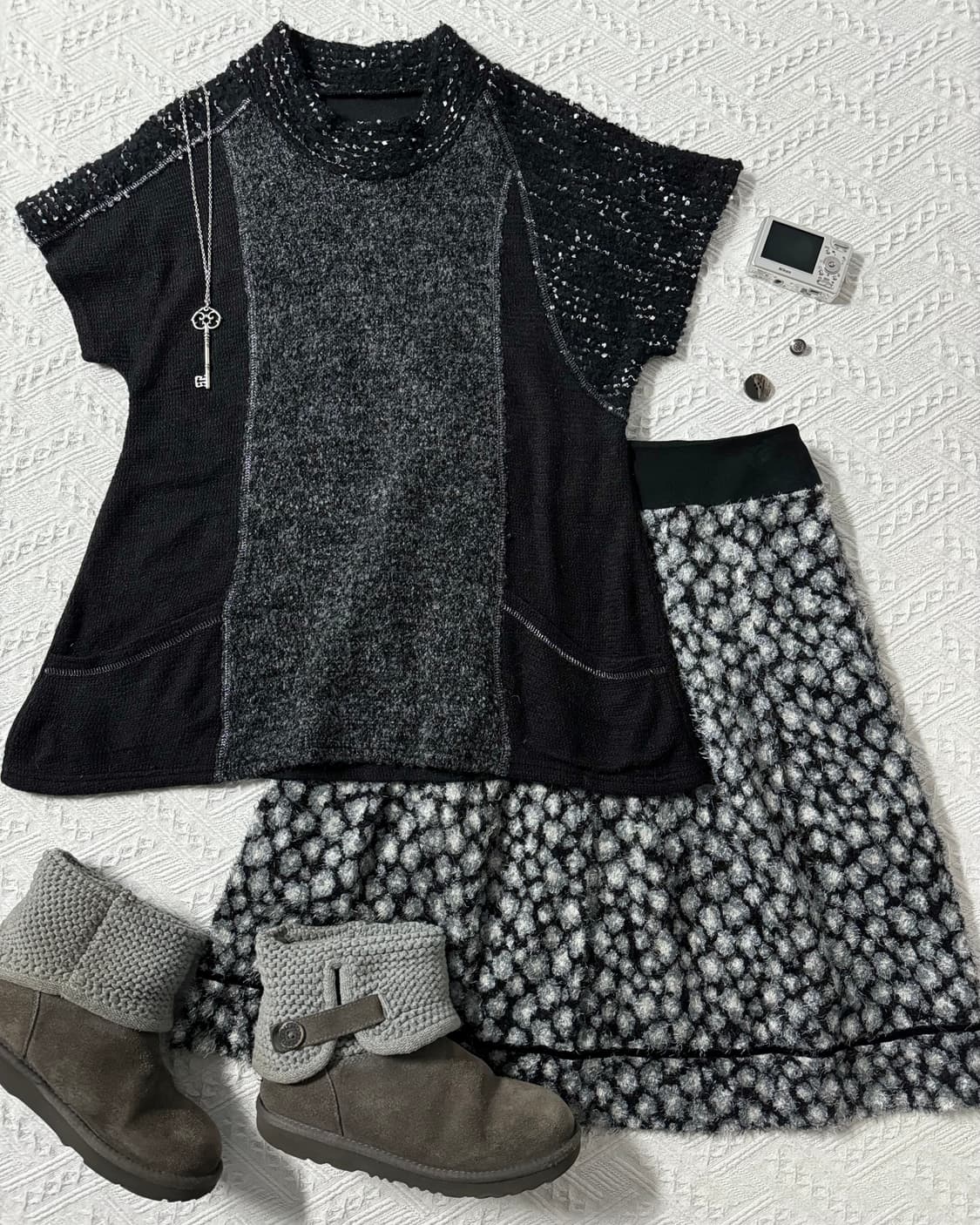 포켓 니트 플러피 스커트 2pcs SET 상품이미지5