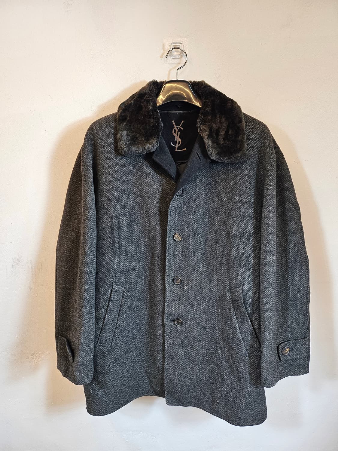 YSL 입생로랑 헤링본 모직코트 105 XL 새제품급 상품이미지1