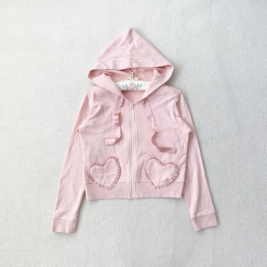 Milk 베이비핑크 하트포켓 후드집업 상품이미지1