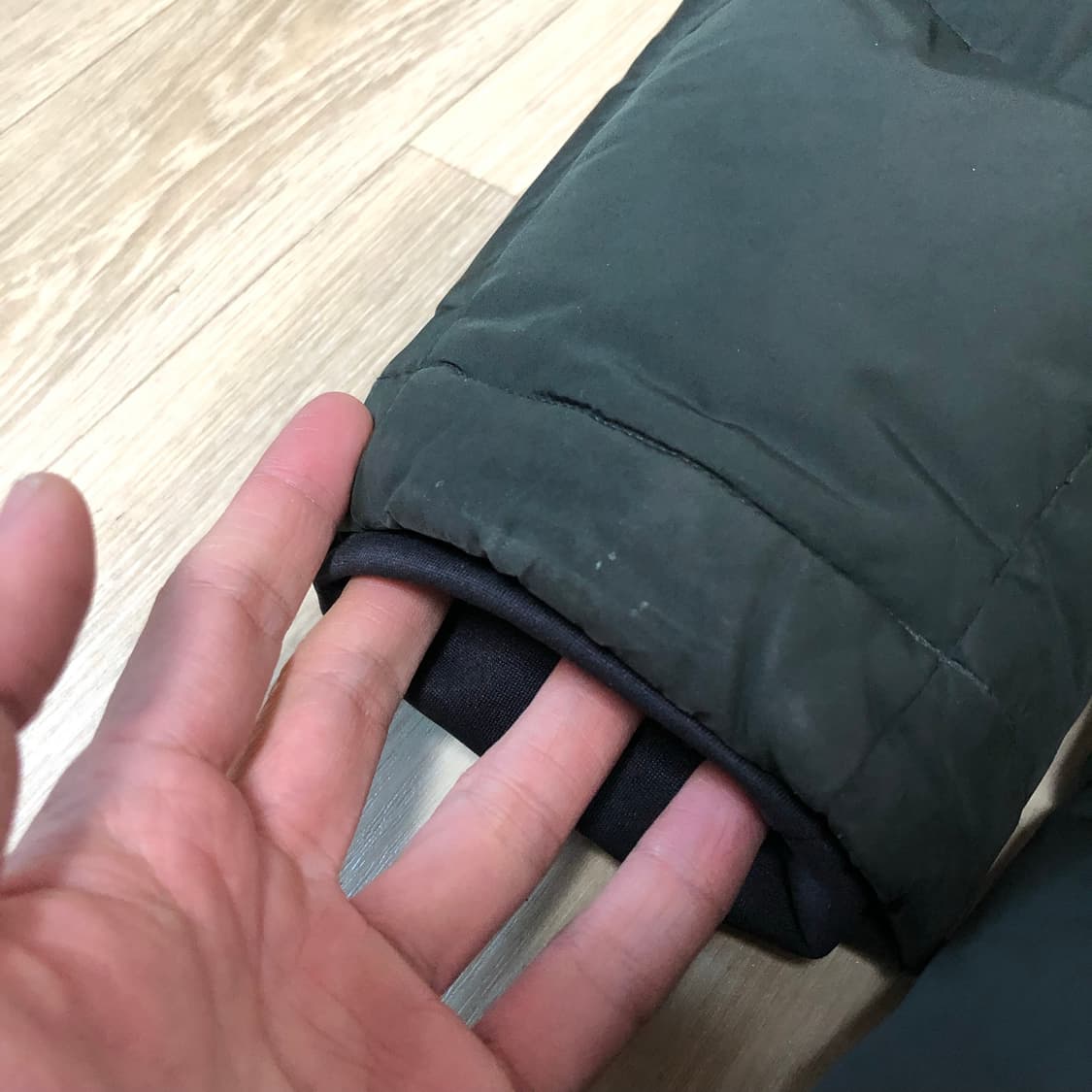 (100) 에디션 덕다운 캐주얼 퀼팅 사파리 패딩 점퍼 그린 상품이미지8