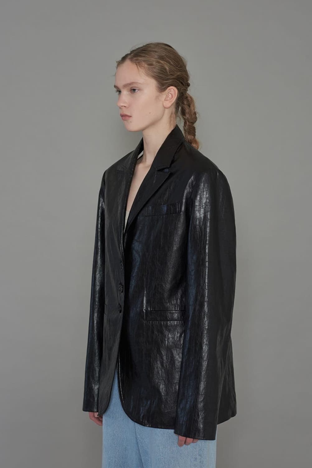 다이애그널 레더 자켓 상품이미지5