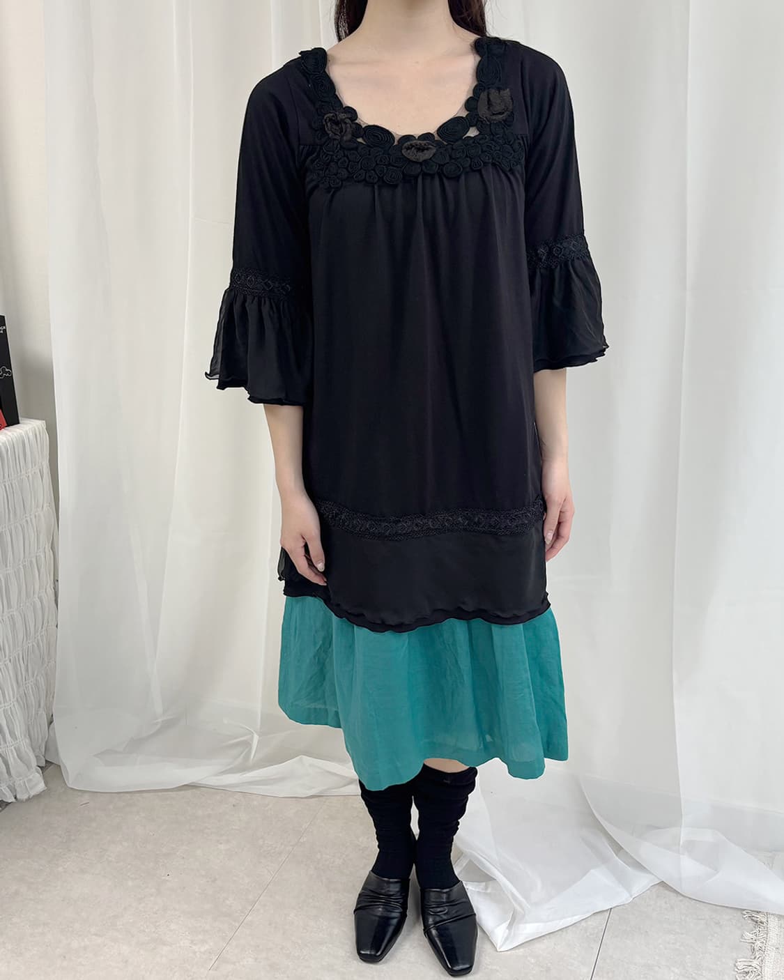 kowa black mori rose black long t-shirt 상품이미지8