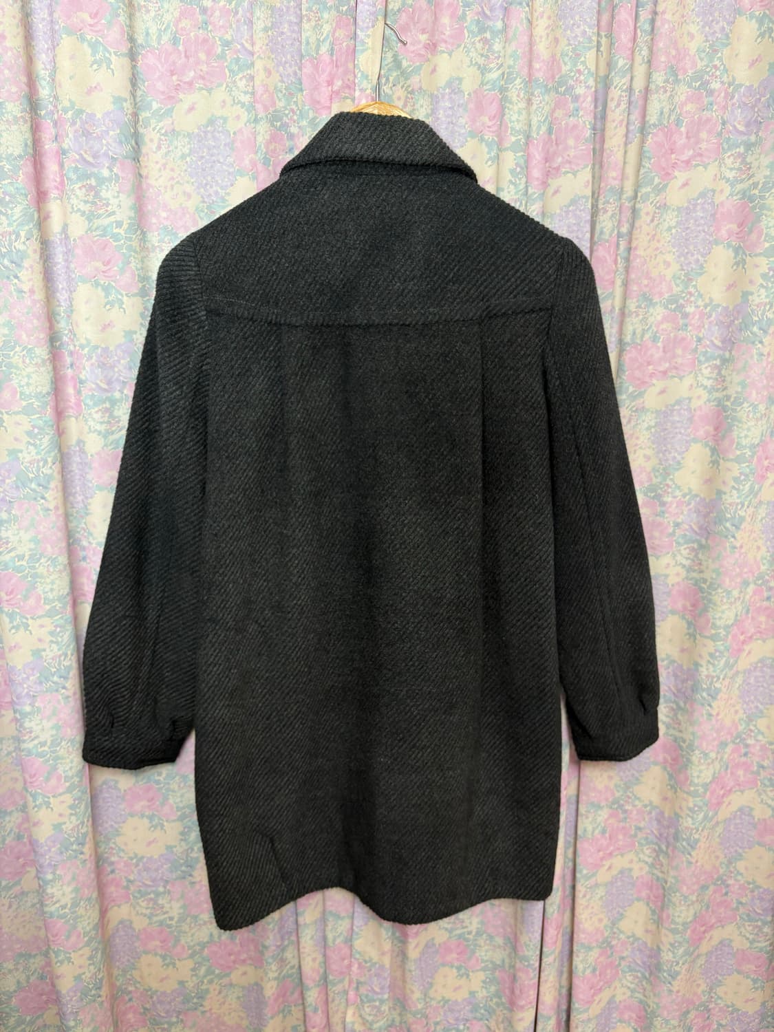 둥근 카라 차콜 롱 코트 상품이미지8