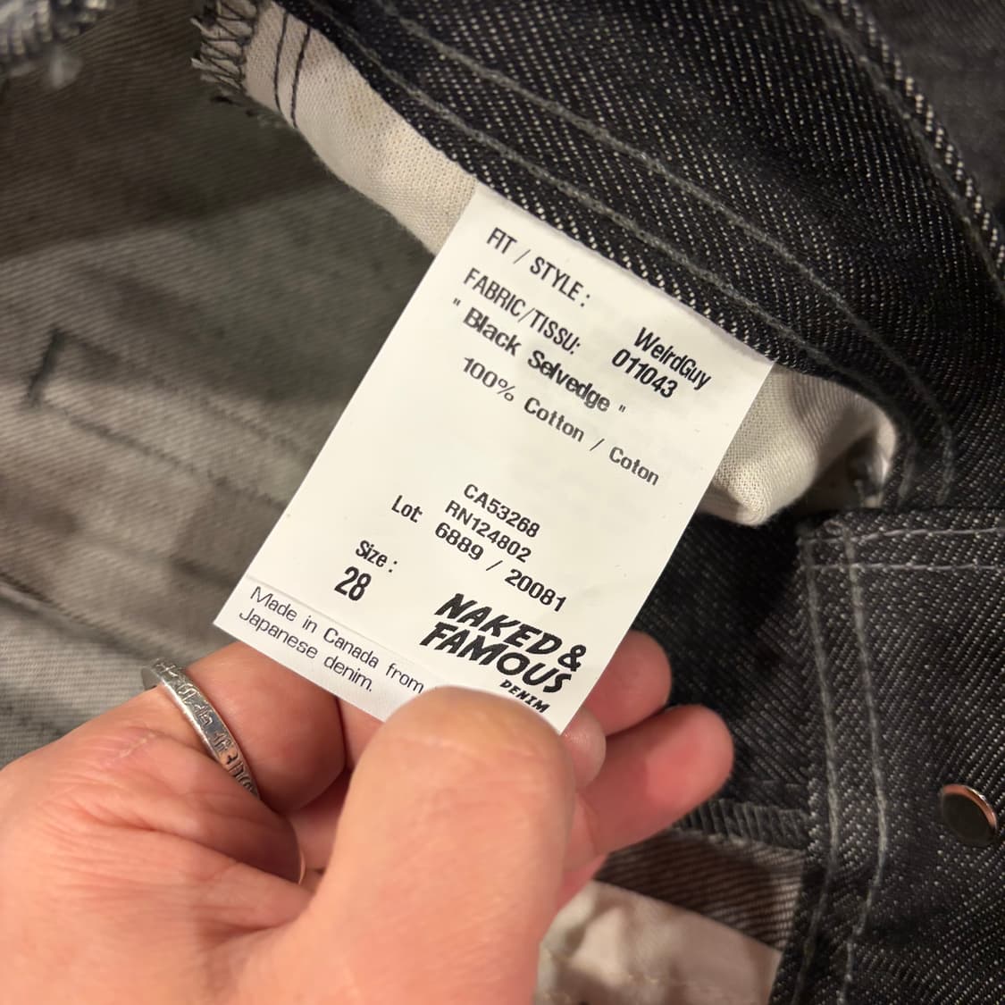 [28] 네이키드 앤 페이머스 블랙 셀비지 데님 블랙진 팬츠 D583 상품이미지7