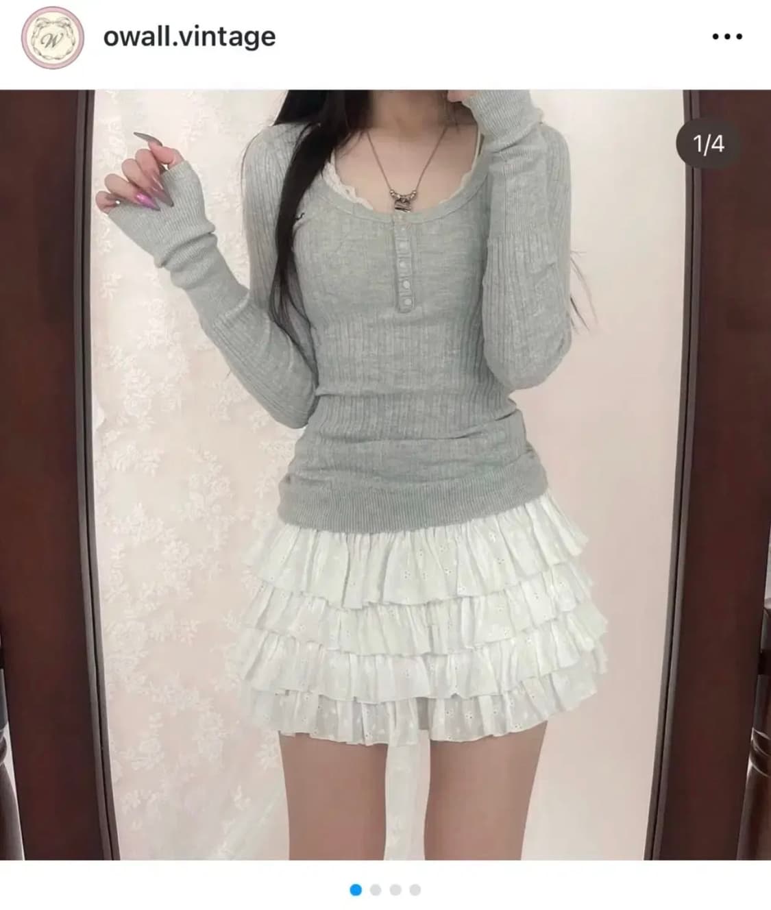 레이어드 그레이 니트 로걀탑 상품이미지1