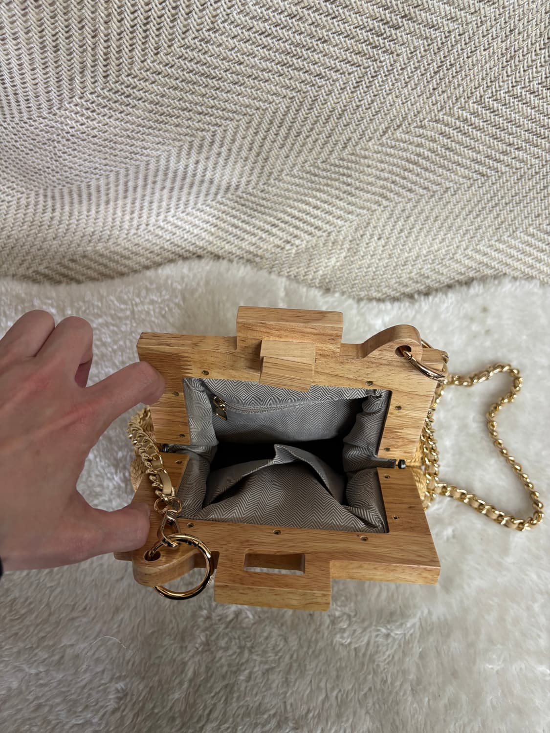 우드 디테일 라탄 크로스 미니백 상품이미지3