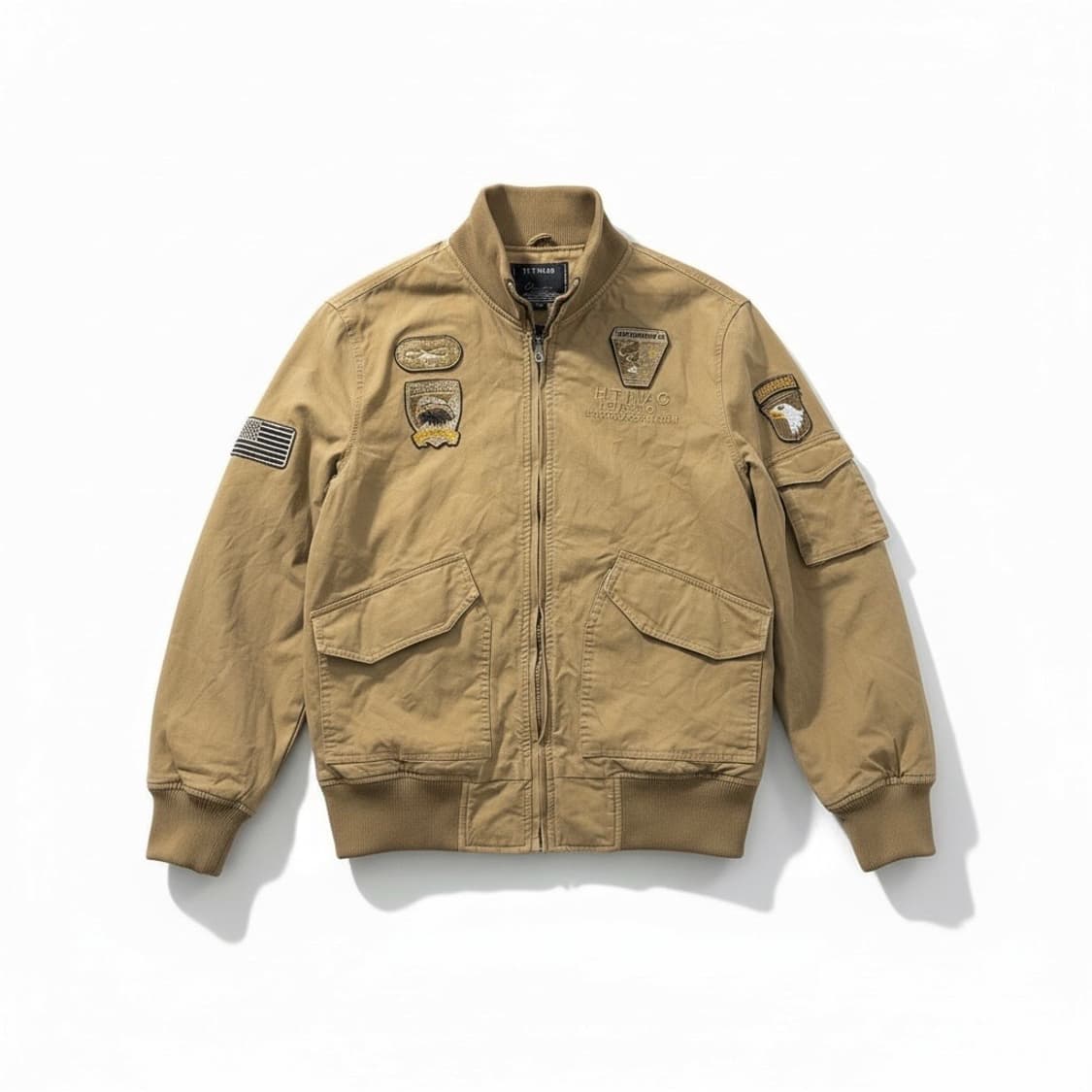 H.T.NIAO 밀리터리 패치 항공 자켓 탄 컬러 상품이미지1