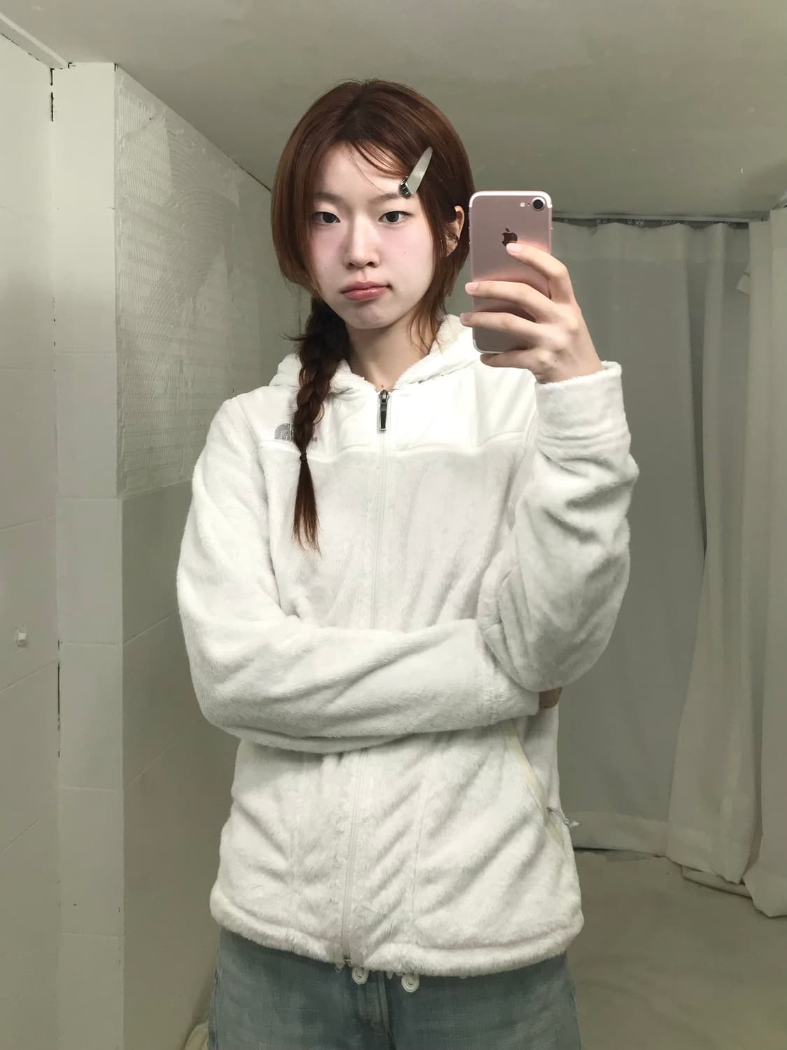 노스페이스 화이트 후리스 후드집업 자켓 상품이미지1