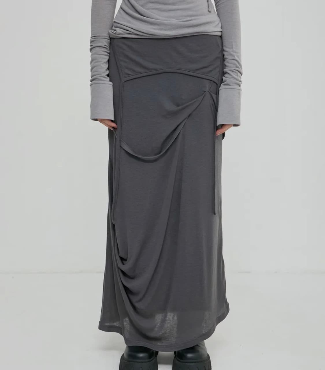 Asymmetrical Draped Long Skirt 상품이미지1