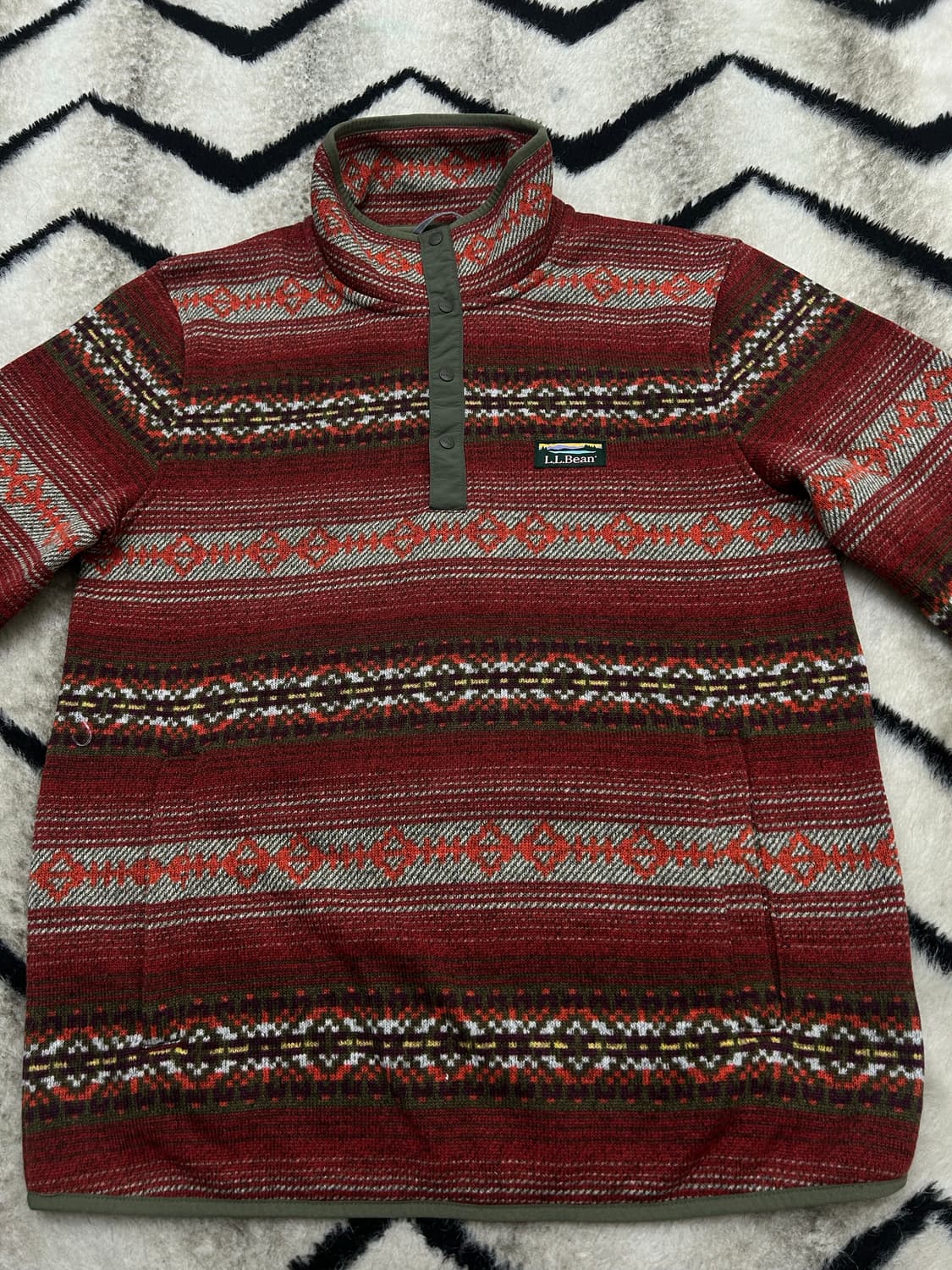 [S]L.L.Bean 플리스 패턴 스냅 풀오버 상품이미지3