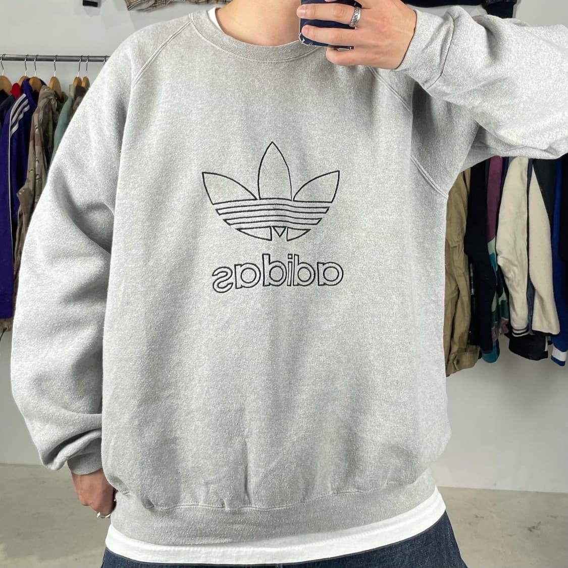 1990s USA 아디다스 빅트레포일 홀가먼트 스웻셔츠 상품이미지1