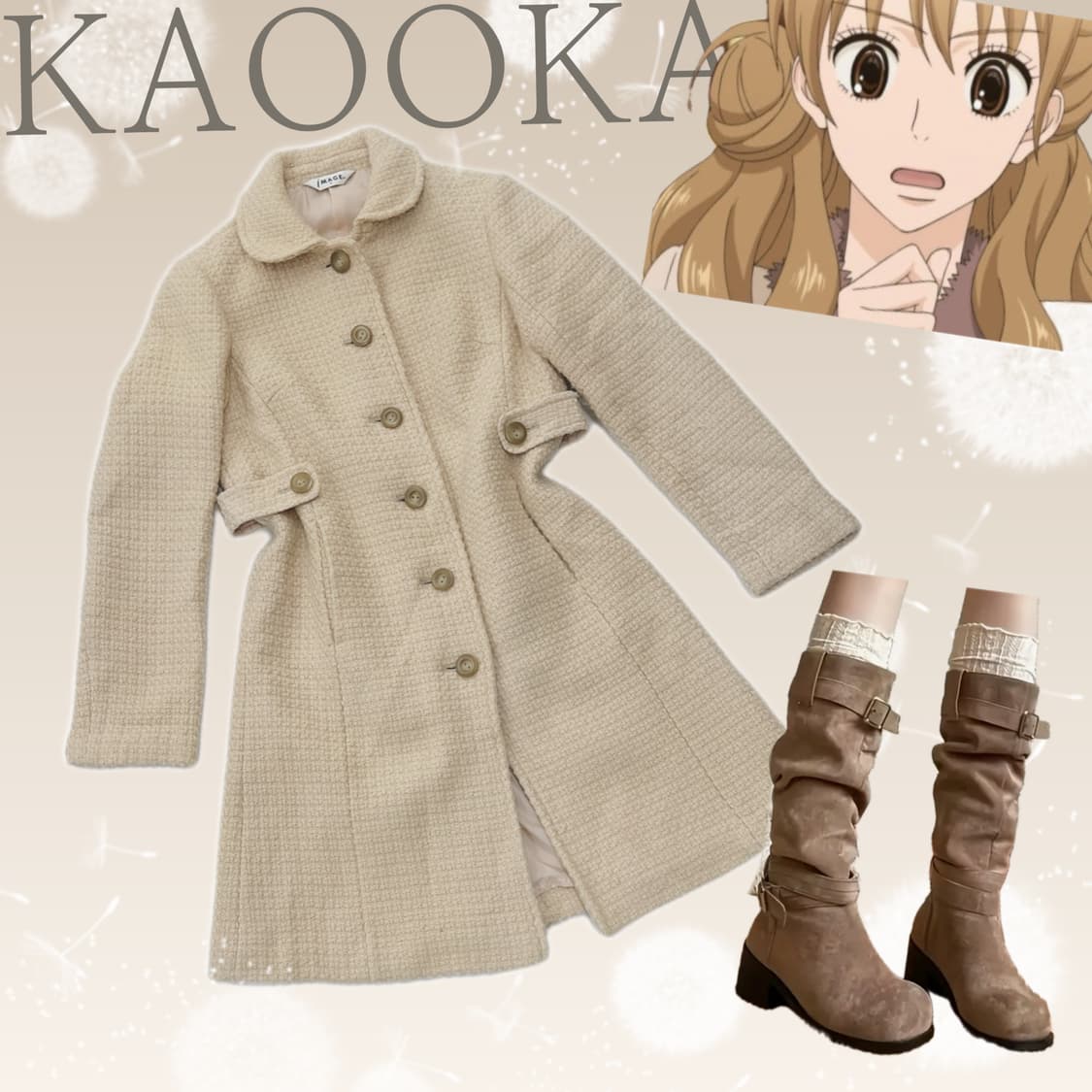🍰쿠루미 너닿 달천깔 트위드 코트🍰 라떼갸루 히메 러블리 살구맛 상품이미지1