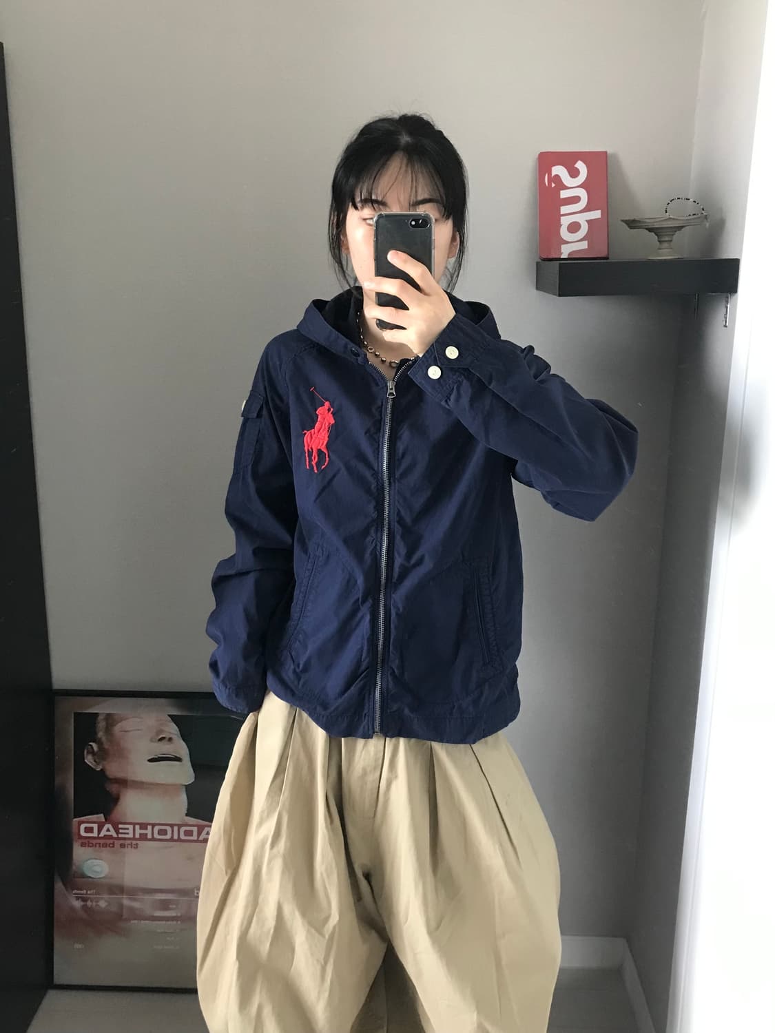 대장급 폴로 랄프로렌 빅 포니 로고 네이비 바람막이 자켓 상품이미지1