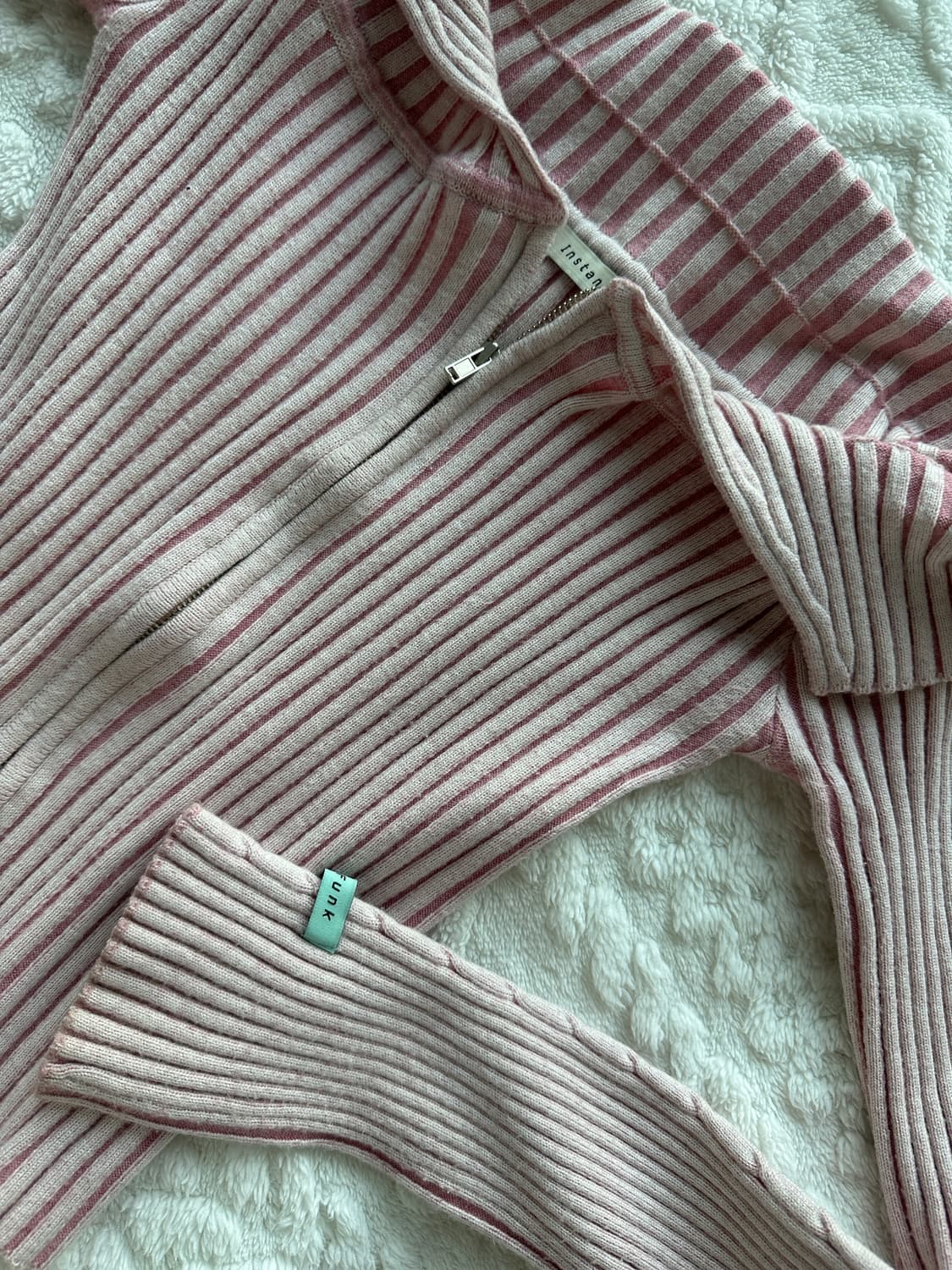 인스턴트펑크 오프숄더 가디건 핑크 상품이미지2